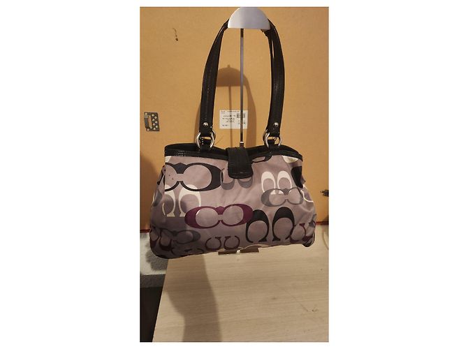 Borsa Coach Signature Monogramma Nero Bianco Grigio Bordò - vista 2