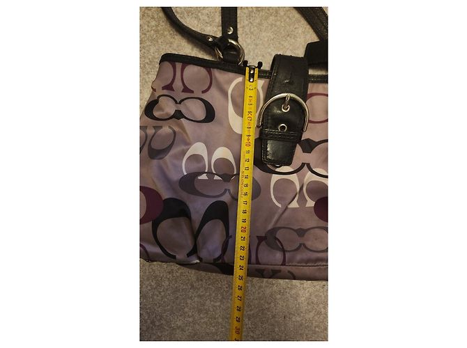 Borsa Coach Signature Monogramma Nero Bianco Grigio Bordò - vista 4
