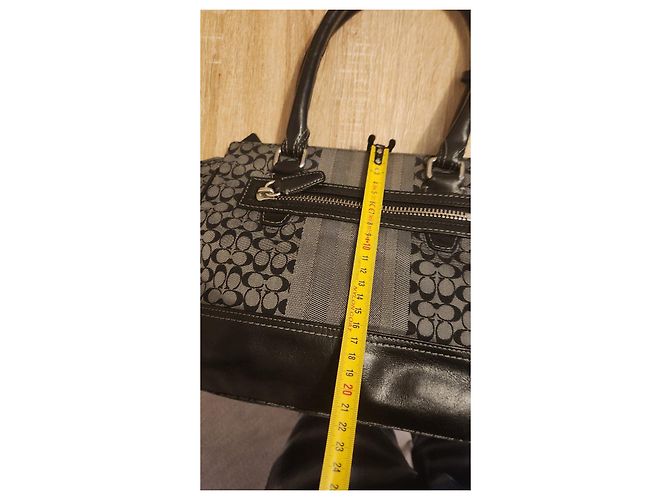 Borsa Coach Signature monogram in tela rivestita - Nero Grigio - vista 5