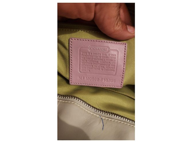 Coach gestreifte Canvas- und Leder-Shopper Pink Weiß Rot Mehrfarben Beige Grün Orange - Ansicht 6