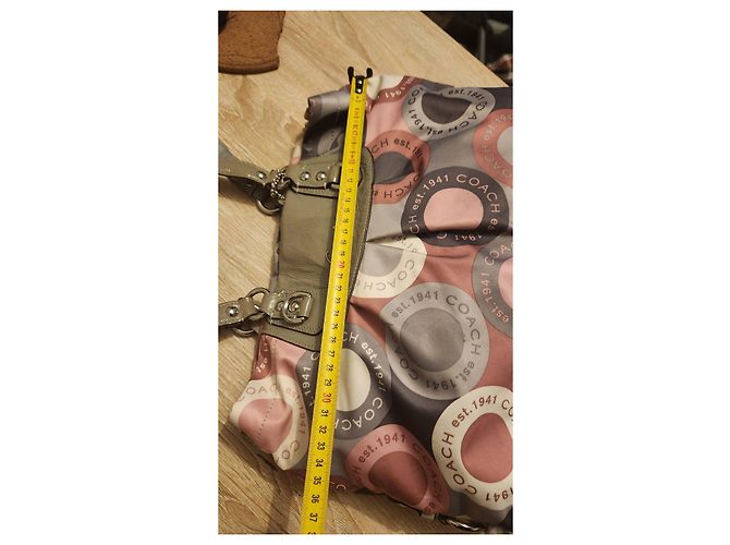 Coach Multicolored Circle Print Canvas Handbag Brown Pink Multiple colors Beige Grey - view 4
