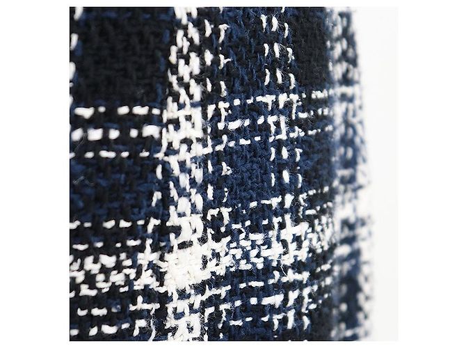 Timeless Chanel Tweed Karomuster Rock Schwarz Weiß Marineblau - vista 12