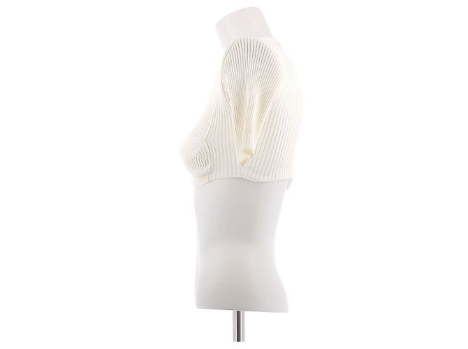 Autre Marque ANDRÉADAMO Rippstrick Crop Top Creme Weiß - Ansicht 4
