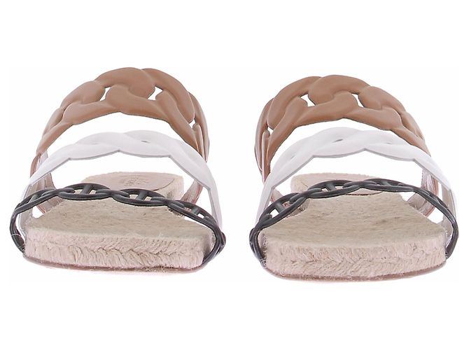 Sandalias Hermès Gwen de cuero marrón Castaño - vista 4