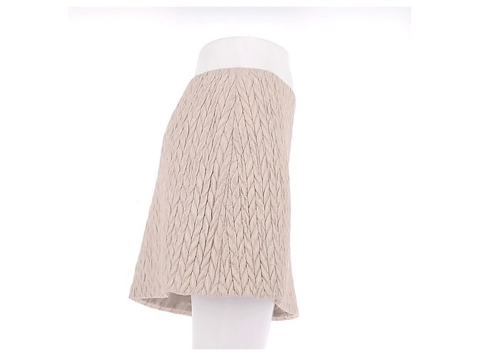 Minigonna trapuntata Miu Miu beige - vista 3