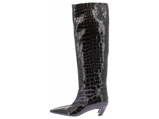 Khaite Botas de charol con efecto piel de cocodrilo Negro - vista 3