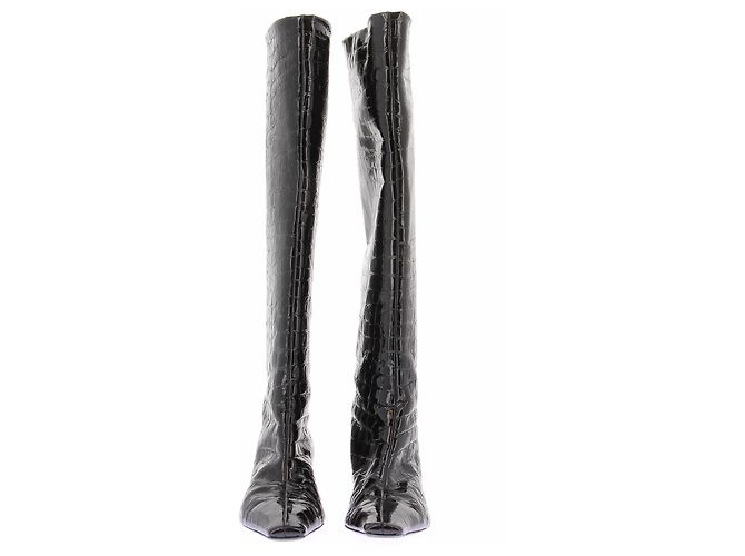 Khaite Botas de charol con efecto piel de cocodrilo Negro - vista 4