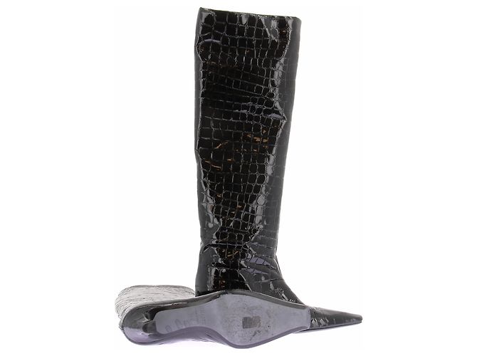 Khaite Botas de charol con efecto piel de cocodrilo Negro - vista 6