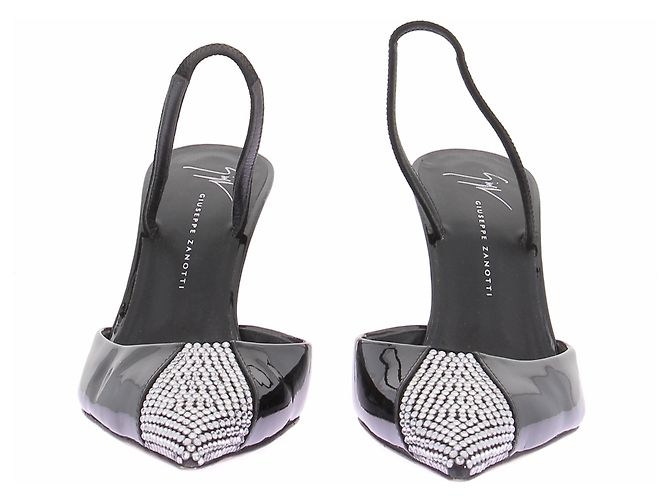 Giuseppe Zanotti Mule in vernice e strass Nero - vista 2