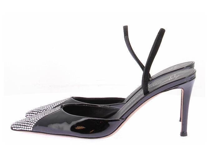 Giuseppe Zanotti Mule in vernice e strass Nero - vista 4