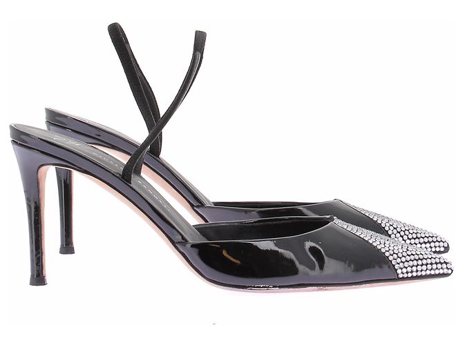 Giuseppe Zanotti Mule in vernice e strass Nero - vista 5
