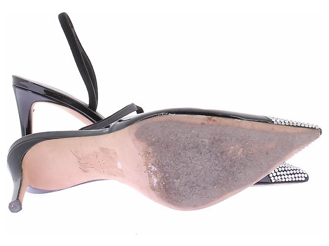 Giuseppe Zanotti Mule in vernice e strass Nero - vista 6