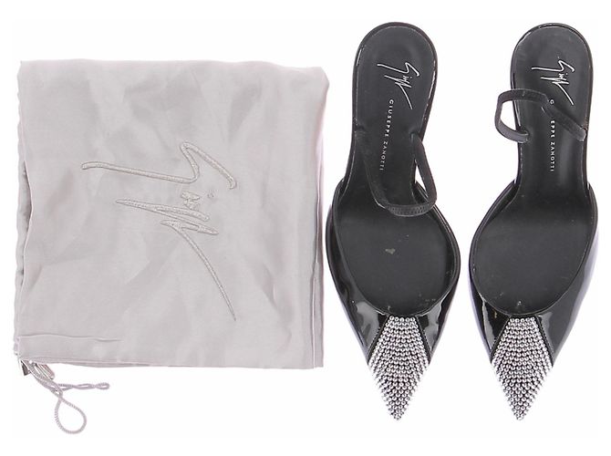 Giuseppe Zanotti Mule in vernice e strass Nero - vista 7