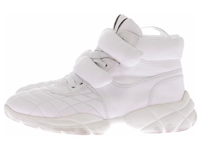 Miu Miu Ledersneaker in Weiß mit Plateausohle - Ansicht 3