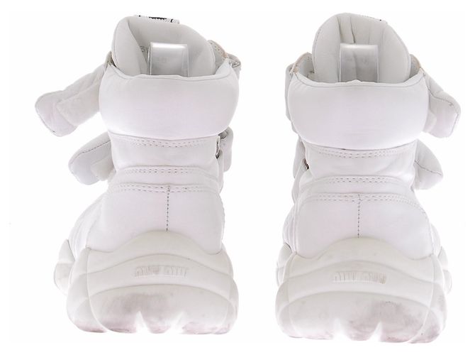 Miu Miu Ledersneaker in Weiß mit Plateausohle - Ansicht 5