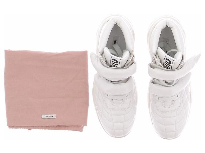 Miu Miu Ledersneaker in Weiß mit Plateausohle - Ansicht 7