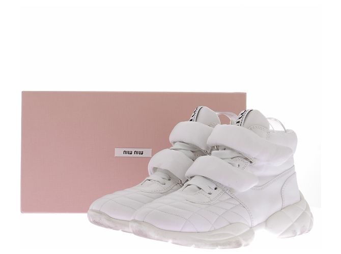 Miu Miu Ledersneaker in Weiß mit Plateausohle - Ansicht 8