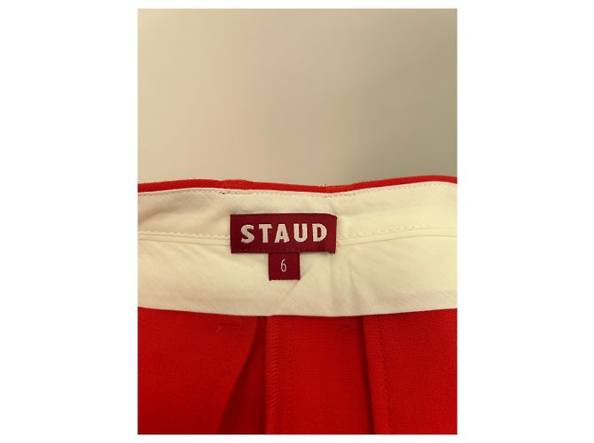 Pantalones rojos de algodón Staud - vista 3