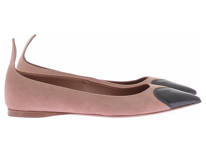 Alaïa Ballerine in camoscio beige e vernice nera - vista 2