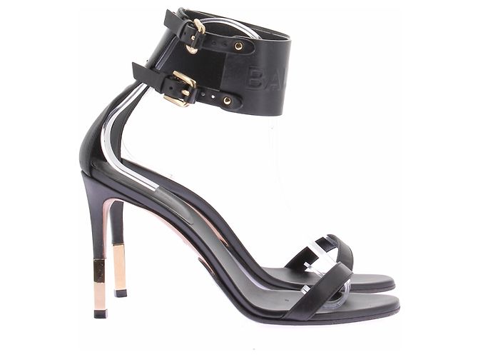 Balmain Sandali in pelle nera Nero - vista 4
