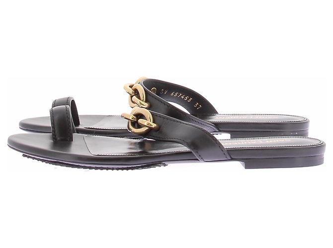Sandali Saint Laurent in pelle nera con tacco block Nero - vista 3
