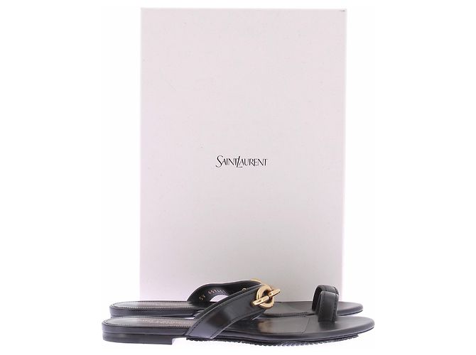Sandali Saint Laurent in pelle nera con tacco block Nero - vista 8