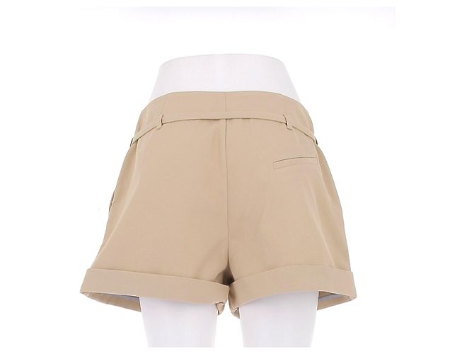 Shorts Ganni beige de algodón con cierre de serpiente plateado - vista 2