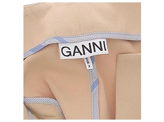 Shorts Ganni beige de algodón con cierre de serpiente plateado - vista 5