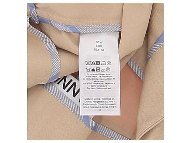 Shorts Ganni beige de algodón con cierre de serpiente plateado - vista 6