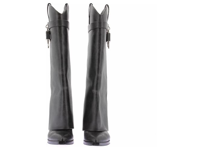 Botas altas Givenchy Shark de cuero negro - vista 2