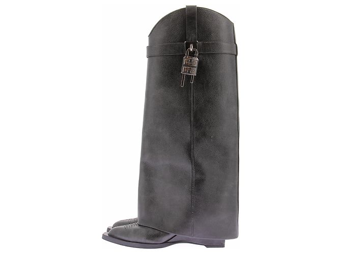 Botas altas Givenchy Shark de cuero negro - vista 4