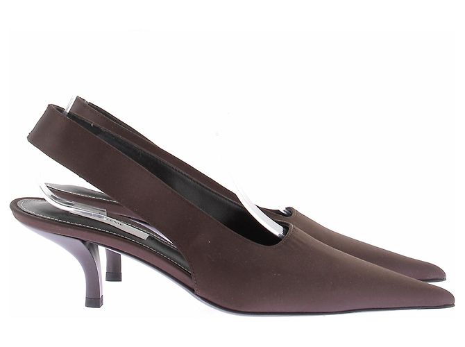 Décolleté slingback Totême in raso marrone taglia 37 - vista 4