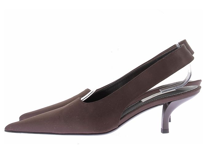 Décolleté slingback Totême in raso marrone taglia 37 - vista 5