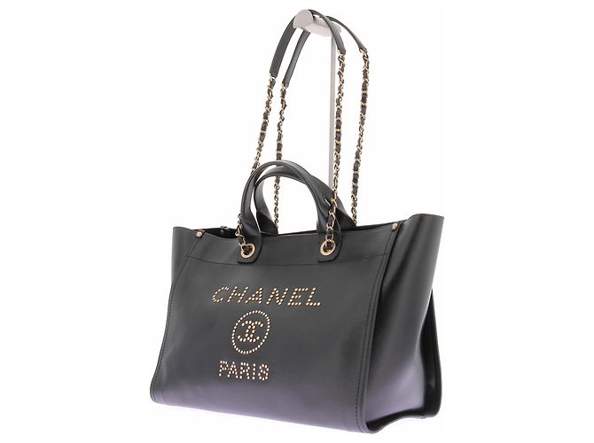 Chanel Leder-Cabas "Deauville" Schwarz - Ansicht 2
