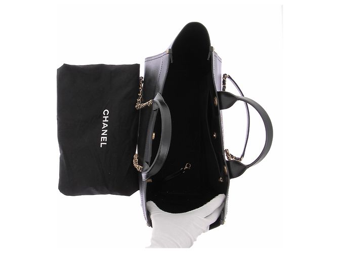Chanel Leder-Cabas "Deauville" Schwarz - Ansicht 6