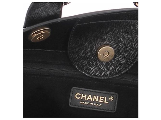 Chanel Leder-Cabas "Deauville" Schwarz - Ansicht 9