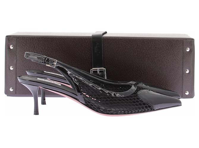 Alaïa Slingback in rete nera Nero - vista 8