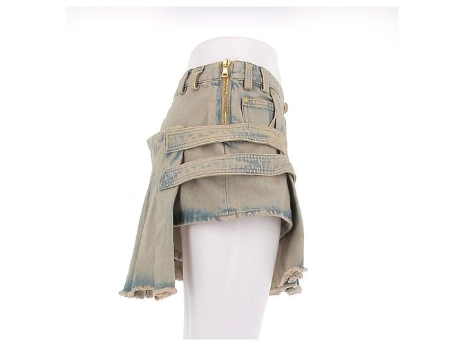 Falda vaquera Balmain azul de talle alto - vista 3