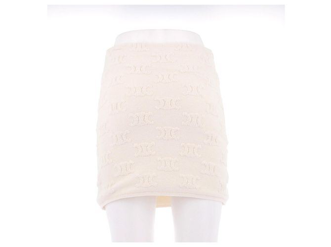 Triomphe Céline Minifalda blanca texturizada Beige - vista 2