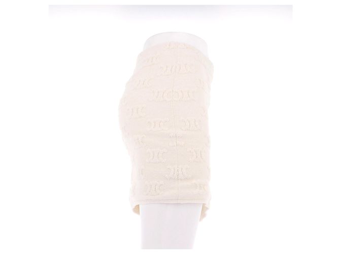 Triomphe Céline Minifalda blanca texturizada Beige - vista 3