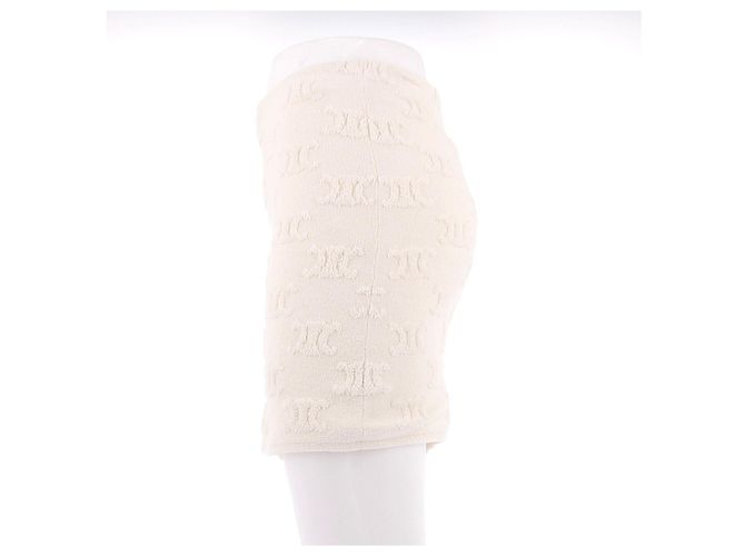 Triomphe Céline Minifalda blanca texturizada Beige - vista 4