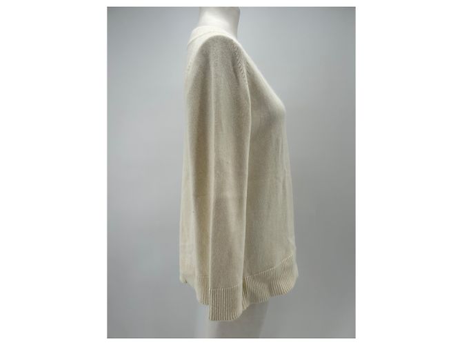 Autre Marque BAZILIKA V-Ausschnitt Pullover aus Kaschmir Creme Weiß - Ansicht 3