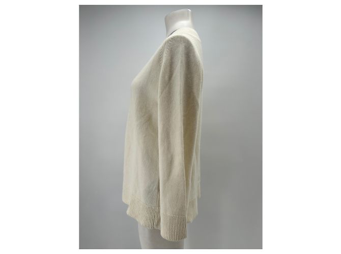 Autre Marque BAZILIKA V-Ausschnitt Pullover aus Kaschmir Creme Weiß - Ansicht 4