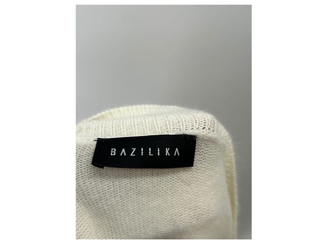 Autre Marque BAZILIKA V-Ausschnitt Pullover aus Kaschmir Creme Weiß - Ansicht 5