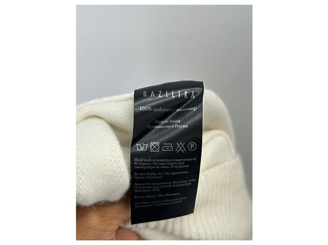 Autre Marque BAZILIKA V-Ausschnitt Pullover aus Kaschmir Creme Weiß - Ansicht 6