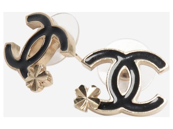 Chanel Orecchini a quadrifoglio CC oro e nero D'oro - vista 3