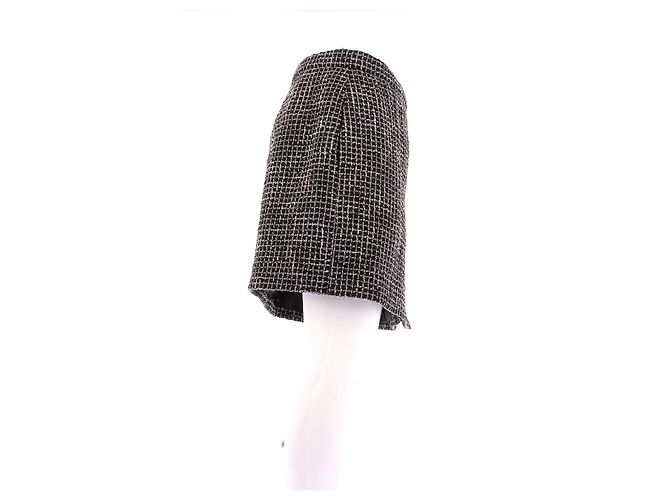 Chanel Gonna in tweed rosa e nera Nero - vista 3