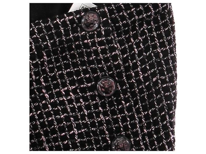 Chanel Gonna in tweed rosa e nera Nero - vista 5