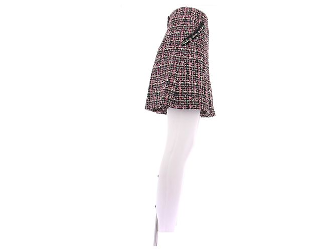 Falda de tweed rosa y negra Chanel Negro - vista 3