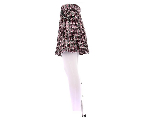 Falda de tweed rosa y negra Chanel Negro - vista 4